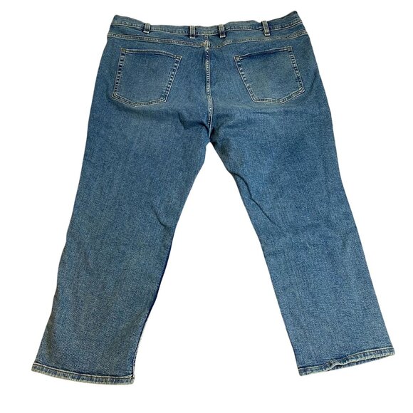 Essentials Mens Jeans Size 50x28 Straight Blue Denim Cotton Blend Stretch - Picture 2 of 10